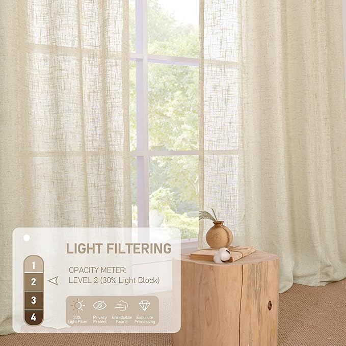 LAMIT Linen Sheer Curtains 95 inch - Image 5