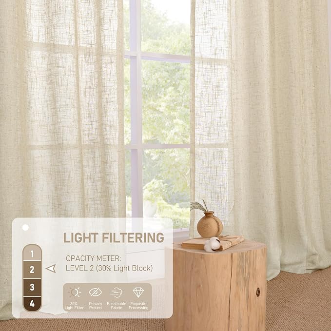 LAMIT Semi Sheer Linen Curtains - Image 5