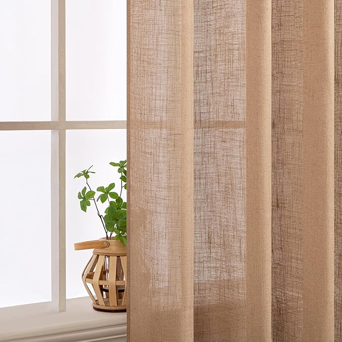 MIULEE Brown Linen Curtains 90 Inches Long - Image 5