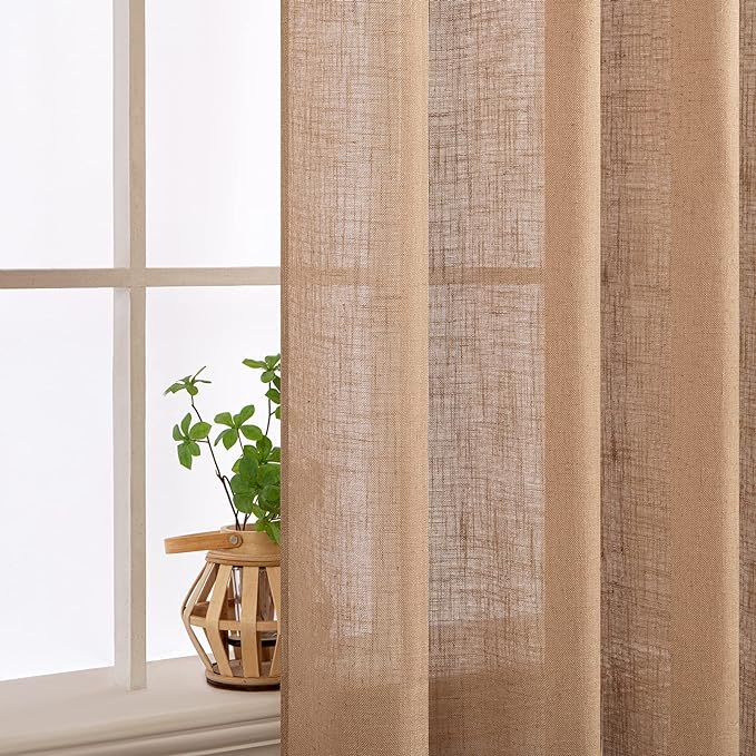 MIULEE Brown Linen Curtains 84 Inch Length - Image 5