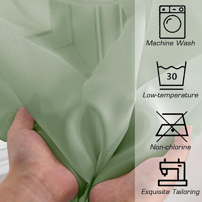Simplebrand Rod Pocket Top Solid Voile Sheer Curtains - Image 7