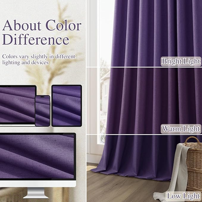 Guken 100% Blackout Curtains 102 Inch Length 2 Panels Set - Image 7