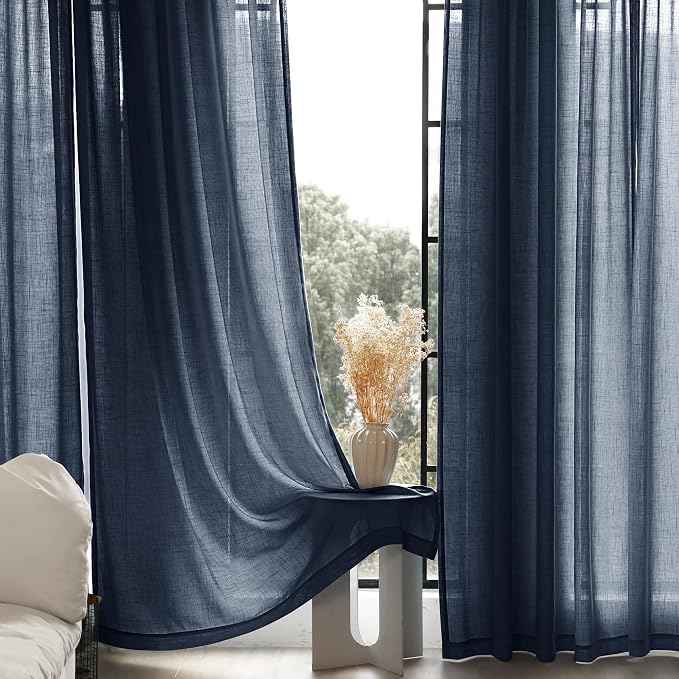 Navy Blue Curtains 108 inch Length - Image 4