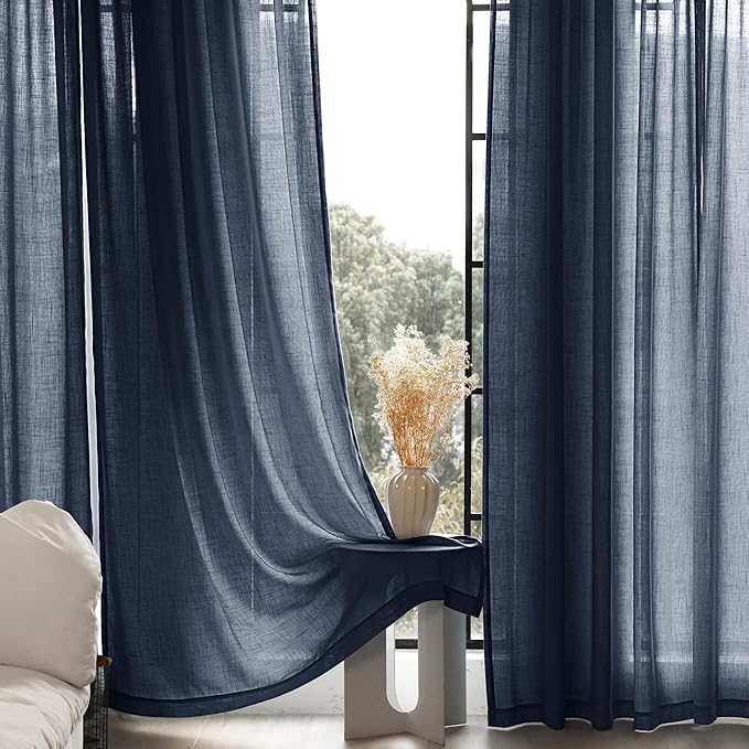 Navy Blue Curtains 105 inch Length - Image 4