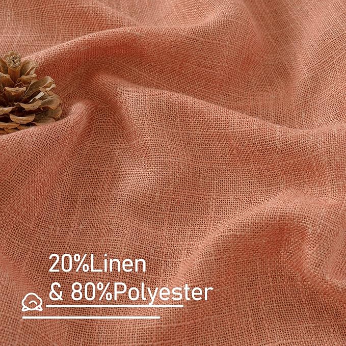 LAMIT 60 Inch Length Window Linen Curtains, Light Filtering Panels Back Tab and - Image 2
