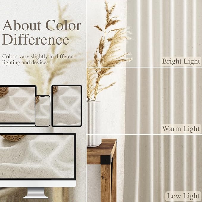 Nanspring Mousse White Curtains 90 Inches Long - Image 3