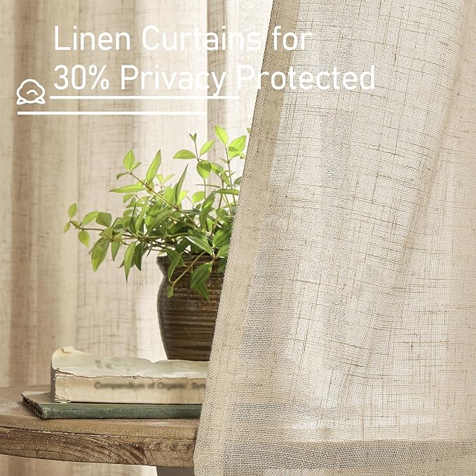 LAMIT Linen Blended Curtains for Bedroom, Faux Linen Textured Light Filtering - Image 5