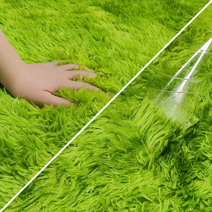 Small Tie-Dyed Area Rug for Bedroom 3x5 Mini Green Fluffy Rug Mat Bedside Throw - Image 6