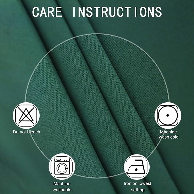 LEMOMO Blackout Curtains 66 x 95 inch/Dark Green Curtains Set of 2 - Image 4