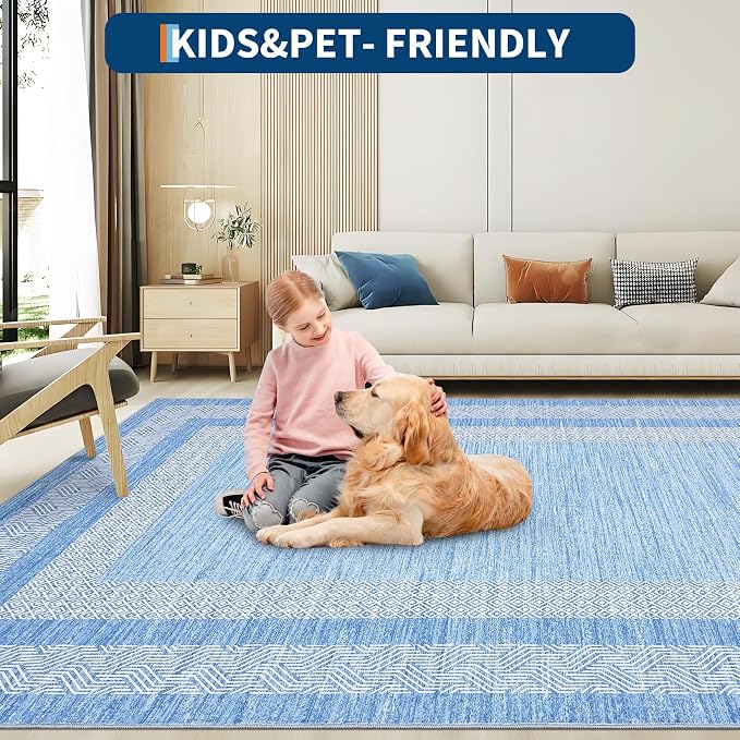 GarveeHome Modern Geometric Area Rug 2x3 Distressed Bordered Washable Non Slip - Image 2