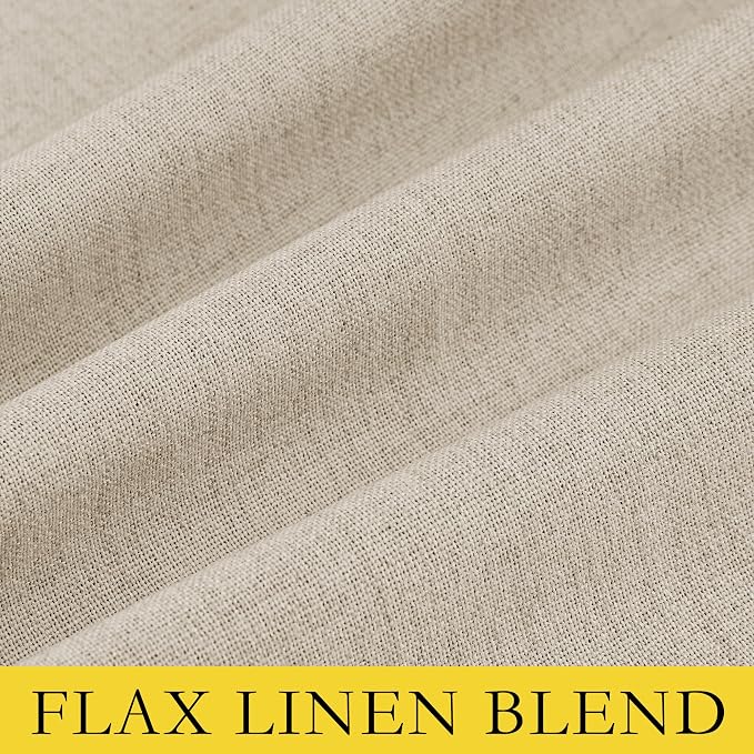 NICETOWN Cream 100% Blackout Linen Curtains 120 inch Long Burg - Image 9