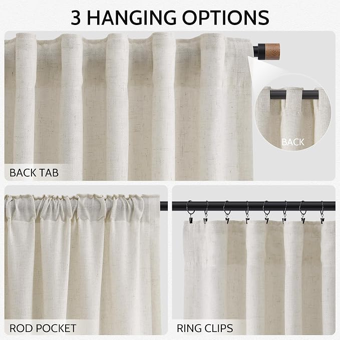 Nanspring Mousse White Curtains 90 Inches Long - Image 2