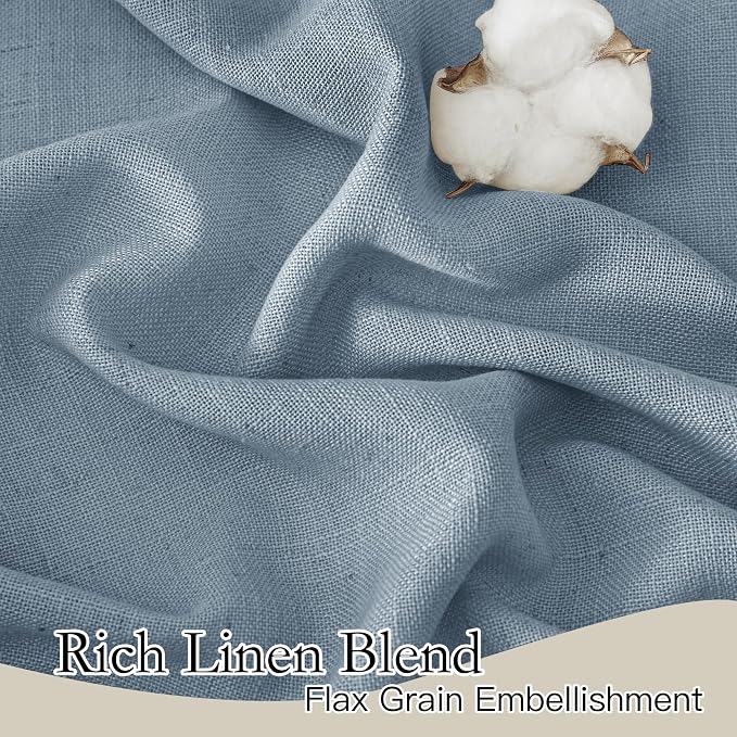 RYB HOME Linen Curtains 120 inches Long, Extra Long Floor Sweeping Semi Sheer - Image 3