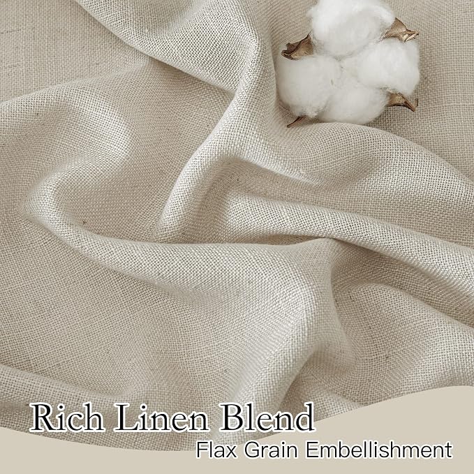 RYB HOME Semi Sheer Curtains for Sliding Glass Door, Linen Texture Farmhouse - Image 3