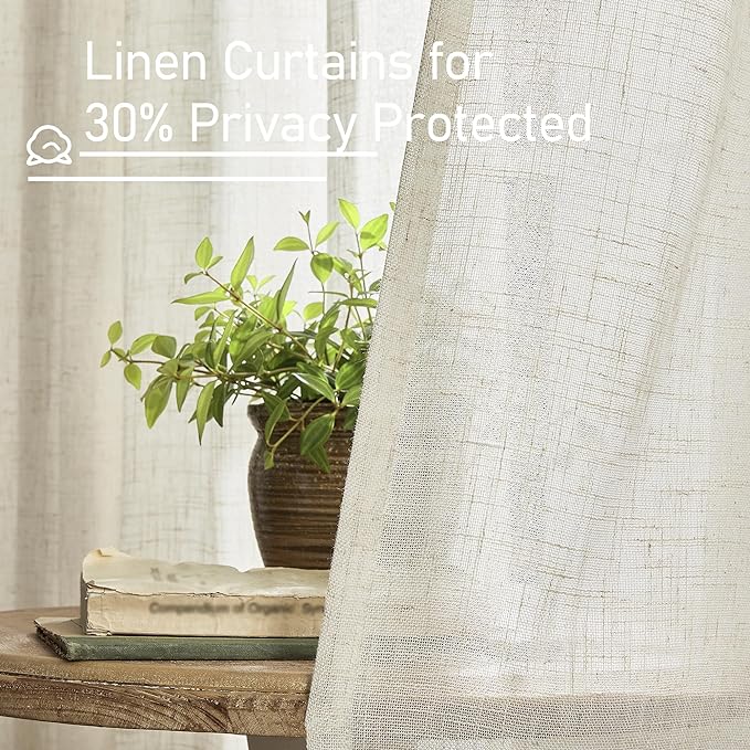 LAMIT Short Kitchen Linen Curtains 30 Inch Length - Image 5