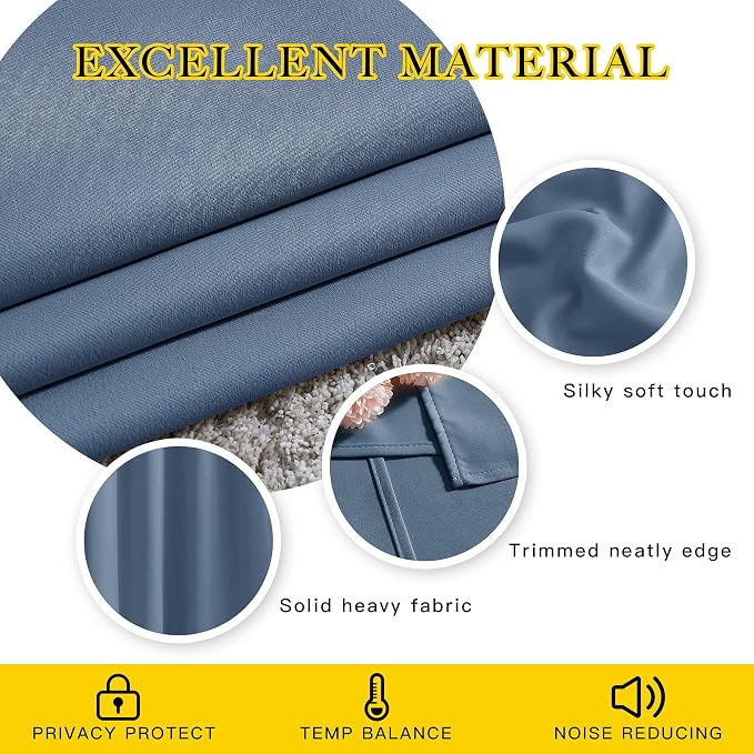 NICETOWN Stone Blue Blackout Curtains - Image 3