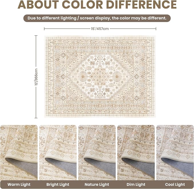 zesthome 12x15 Area Rugs, Large Washable Rug, Ultra-Thin Stain Resistant Rugs - Image 2