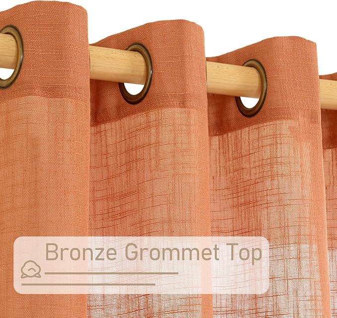 LAMIT Linen Curtians for Living Room 72 Inch Length, Bronze Grommet Light - Image 4