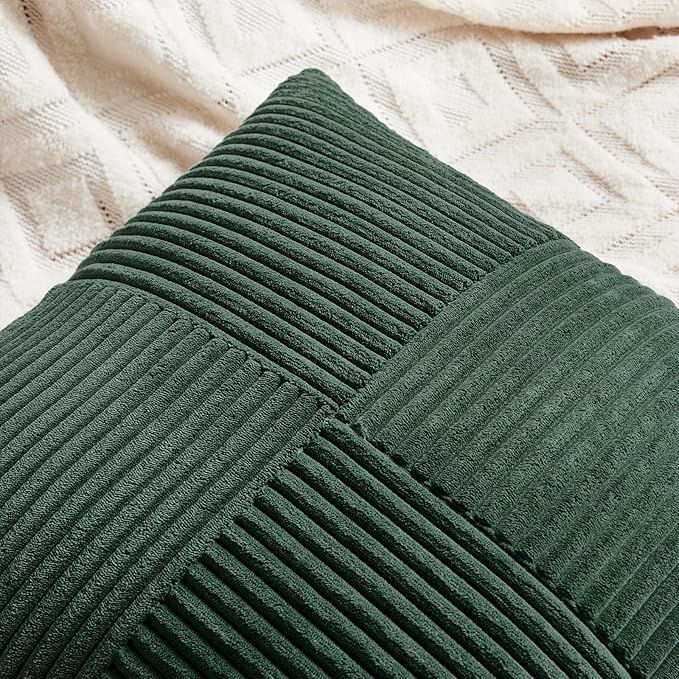 Fancy Homi Set of 2 Dark Green Samll Decorative Throw Pillow Covers 14x14 Inch - Image 3