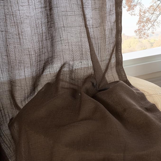 BGment Brown Linen Curtains 45 Inch Length - Image 7