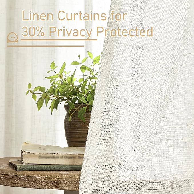 LAMIT Cream Linen Curtains 40 Inch - Image 5
