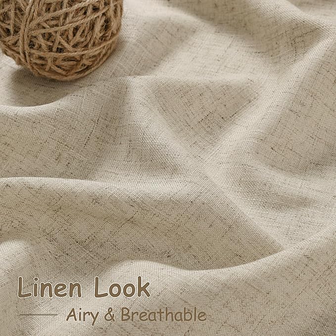 Eggshell Beige Linen 112 Inch Curtains - Image 4