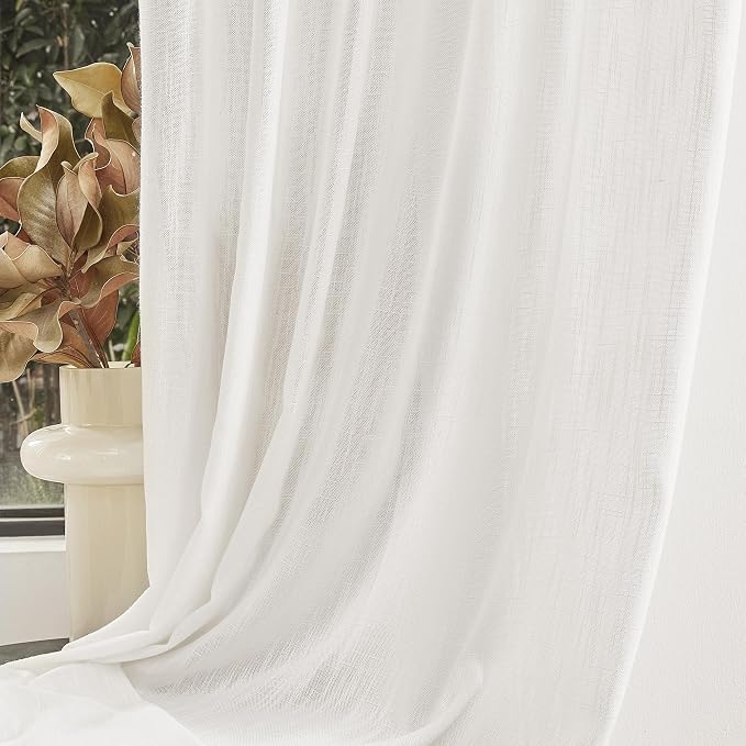 MYSKY HOME Short Curtains for Bedroom Small Windows, Light Filtering Sheer - Image 7