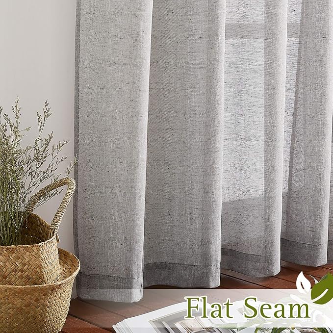 NICETOWN Charcoal Grey Linen Curtains - Image 6