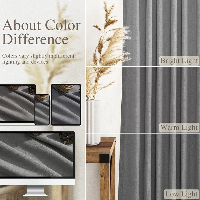 Dark Grey Linen Curtains 100 Inches Long - Image 3