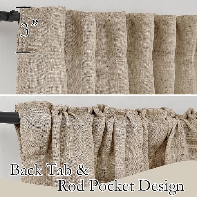 RYB HOME Light Filtering Linen Sheer Curtains, Back Tab Rod Pocket Privacy - Image 6
