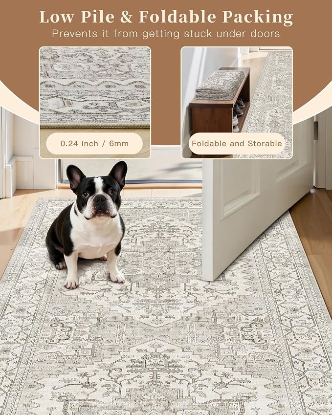 Madane Hallway Runner Rug 2'6''x10' Kitchen Runner, Non Slip Vintage Runners - Image 6
