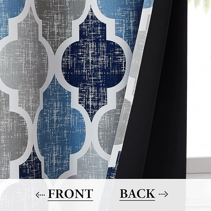 Beauoop Lattice Blackout Window Valance Curtain Panels Thermal Insulated Noise - Image 4