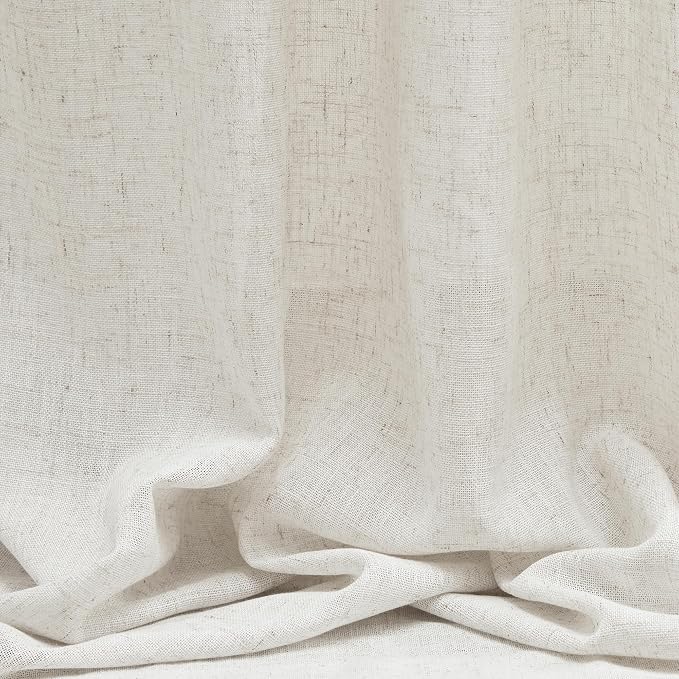 MYSKY HOME Linen Curtains for Living Room, Natural Semi Sheer Curtains & Drapes - Image 8