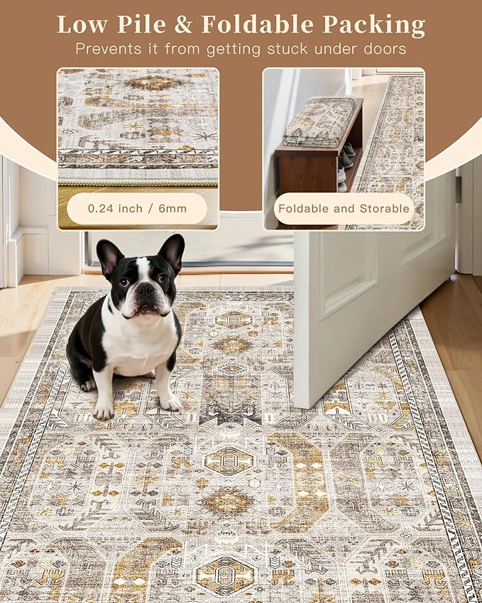 Madane Hallway Runner Rug 2'6''x10' Kitchen Runner, Non Slip Vintage Runners - Image 6
