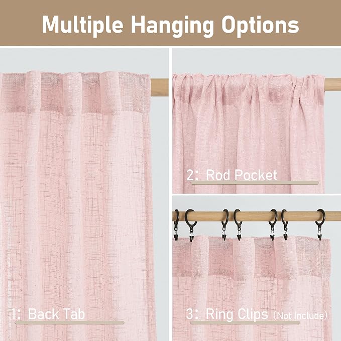 LAMIT 36 Inch Length Linen Curtains - Image 3