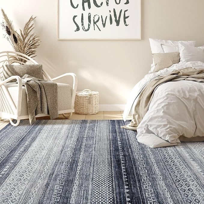 Nakagishi Area Rug Living Room Rugs: 4X6 Machine Washable Boho Large Neutral - Image 4