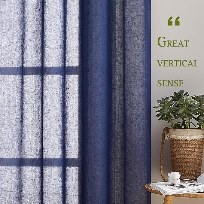 NICETOWN Linen Textured Sheer Bedroom Window Curtains, Grommet Semitransparent - Image 5
