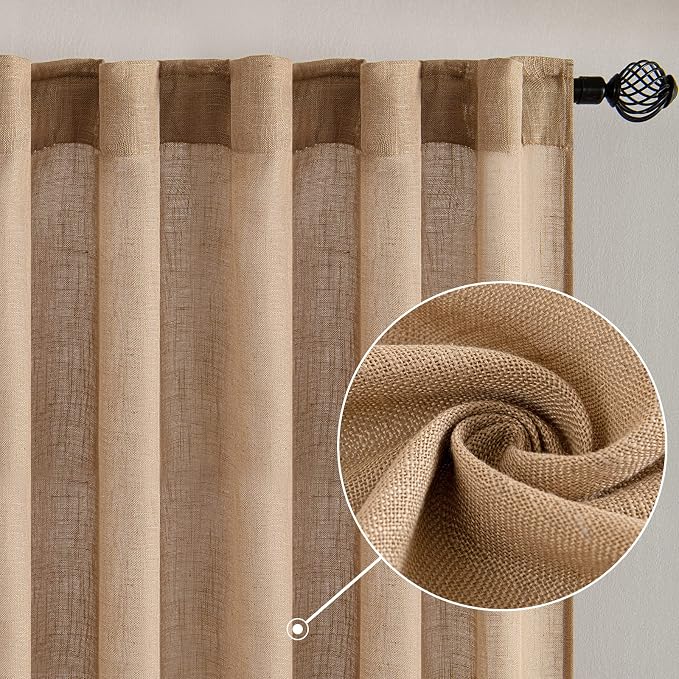 MIULEE Brown Linen Curtains 72 Inch Length - Image 2