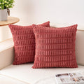 Pack of 2 Corduroy Decorative Throw Pillow Covers 20x20 InchSoft Boho Striped by Unknown