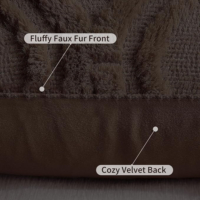 decorUhome Throw Pillow Covers 20x20 Inch Set of 2, Soft Plush Faux Wool Dark - Image 6
