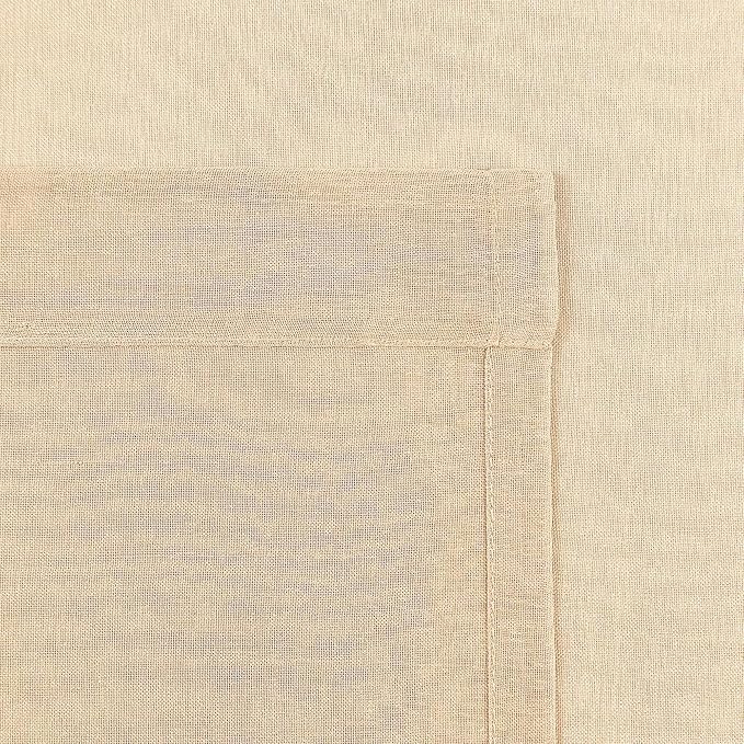 DWCN Beige Sheer Curtains Semi Transparent Voile Rod Pocket Curtains - Image 5